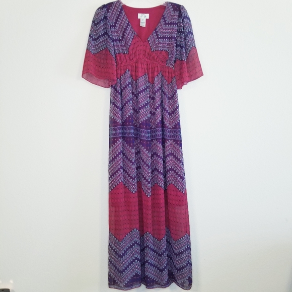 purple boho maxi dress